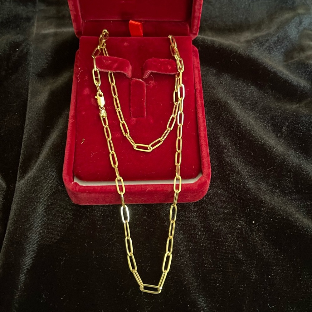 18K Gold Paper Clip Necklace